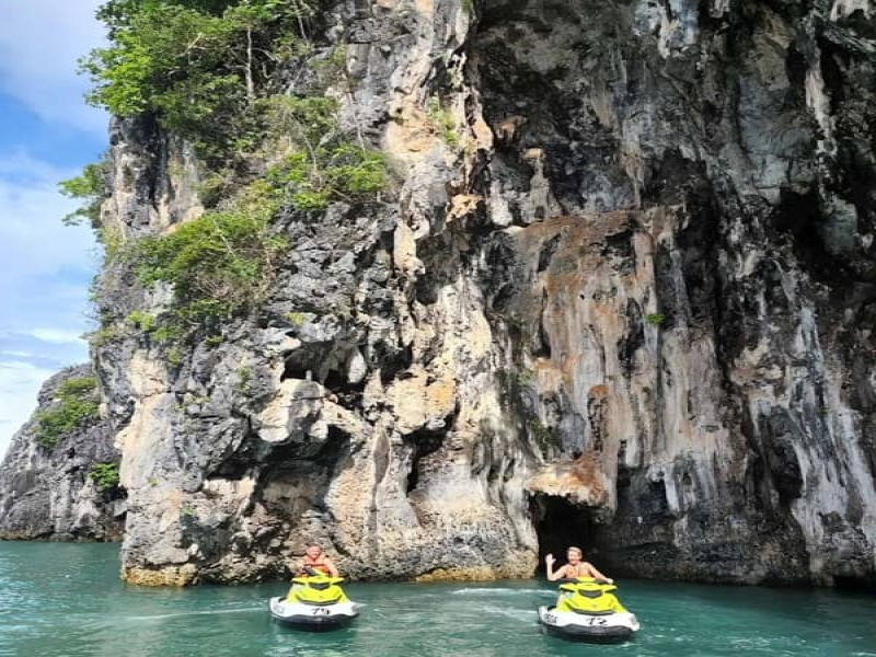 Tourists on jetski at Langkawi jetski tour by Mega Water Sports